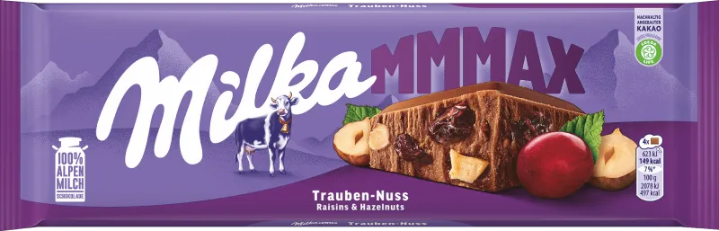 Milka Mmmax Packung von der Sorte Traube Nuss